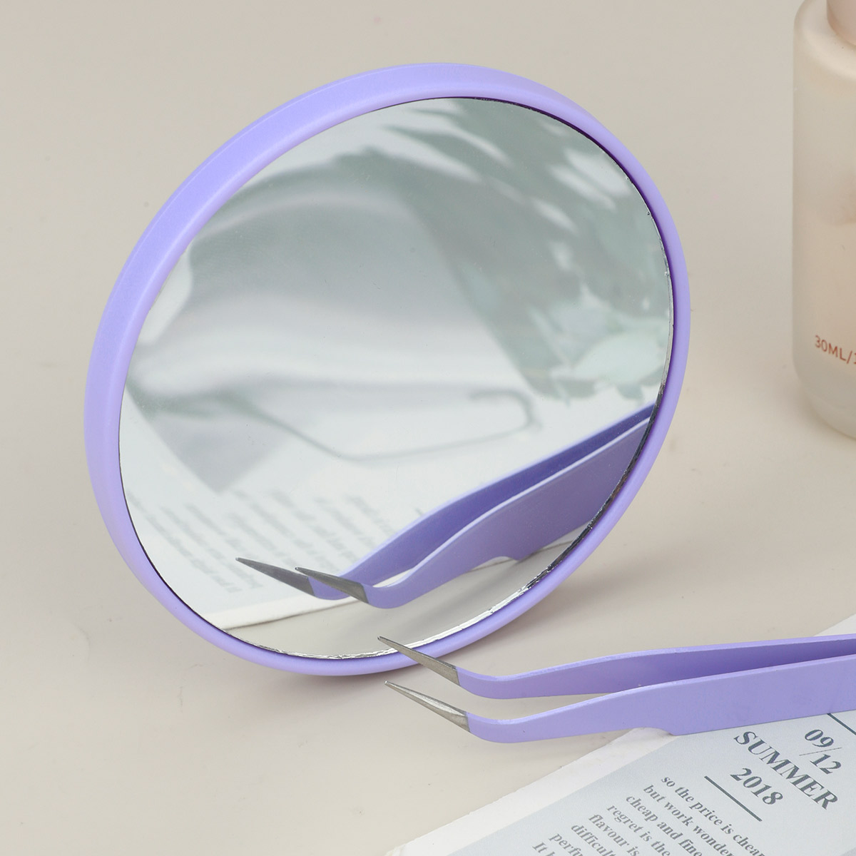 Beauty Makeup Hd - 2 Pieces Magnifying Makeup Mirror Tweezers