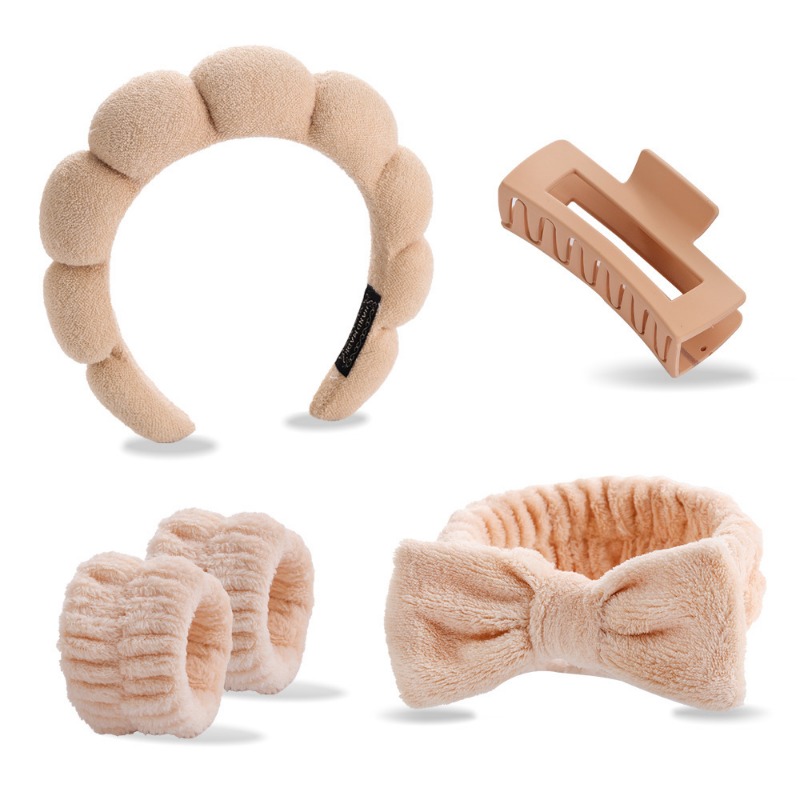 Makeup Beauty Set - 5pcs/Set Spa Headband Wristband Set with