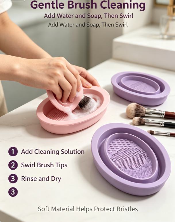 Makeup Beauty Set - Flexible Silicone Makeup Cleaning Bowl Set,
