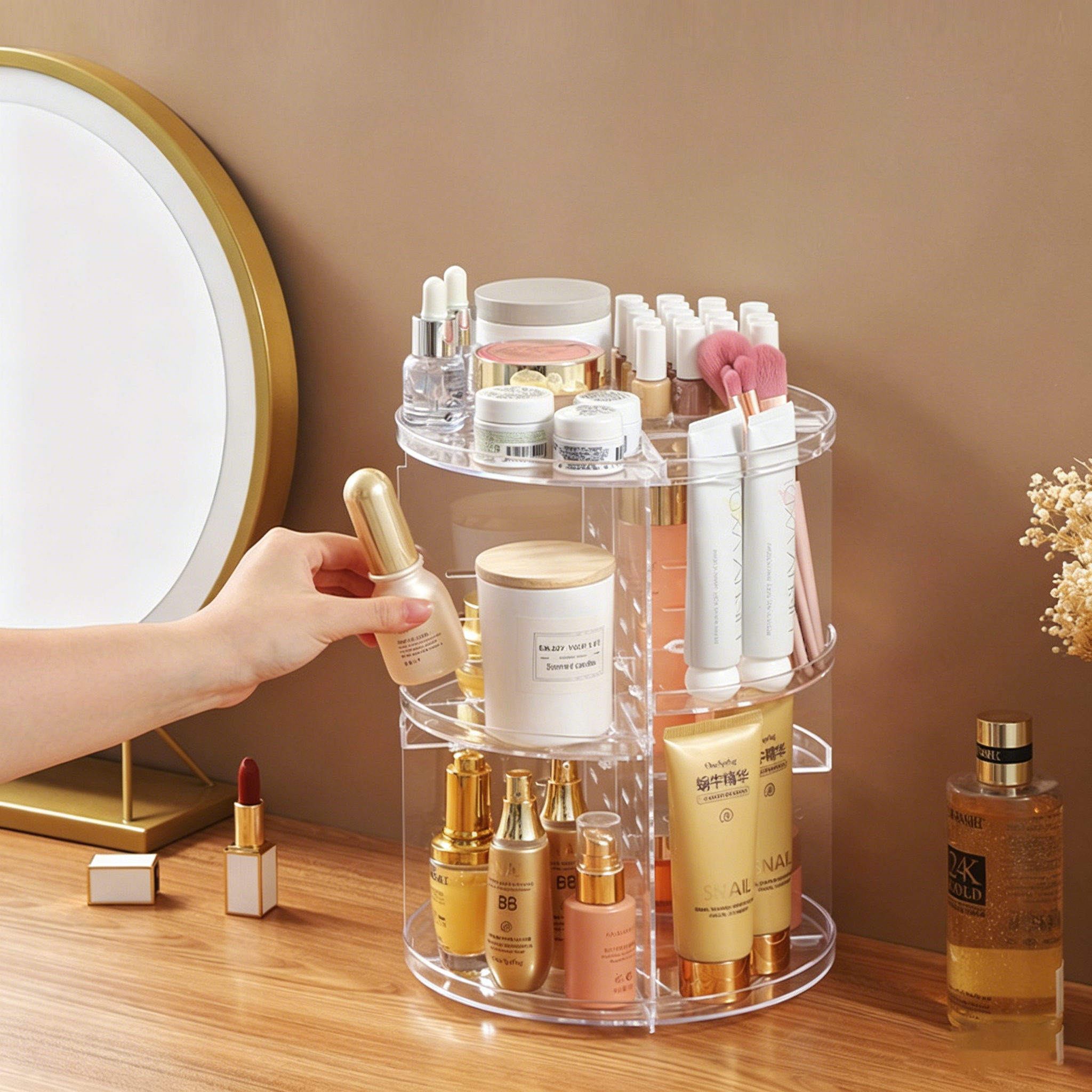 360-Degree Rotating Cosmetic S - Beauty Makeup Desk ulasan dan harga