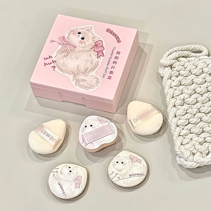 5Pcs Cute Mini Finger Puff Set - Makeup Beauty Set ulasan dan harga