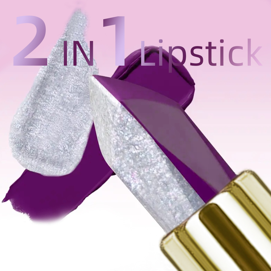 1PC Purple Glitter Two-tone Li - Beauty Flower Makeup ulasan dan harga