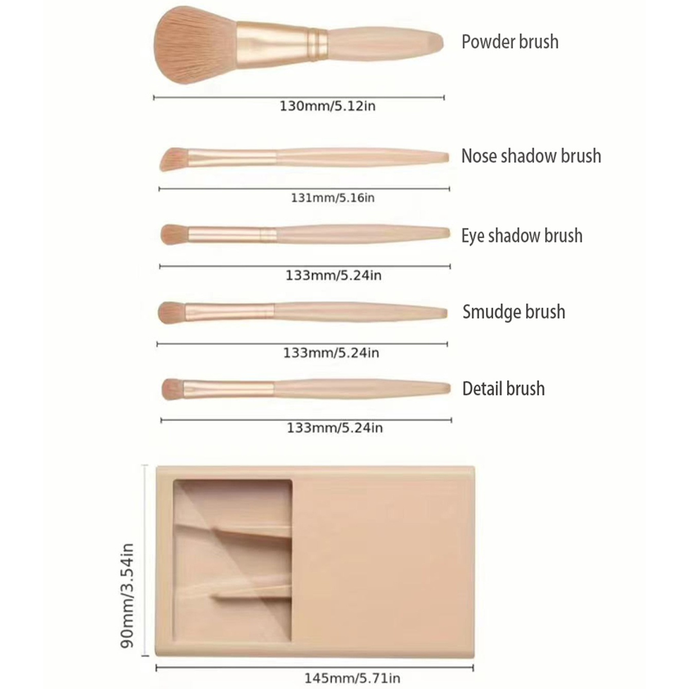 5pcs Cosmetic Brush Kit With M - Makeup Beauty Set ulasan dan harga