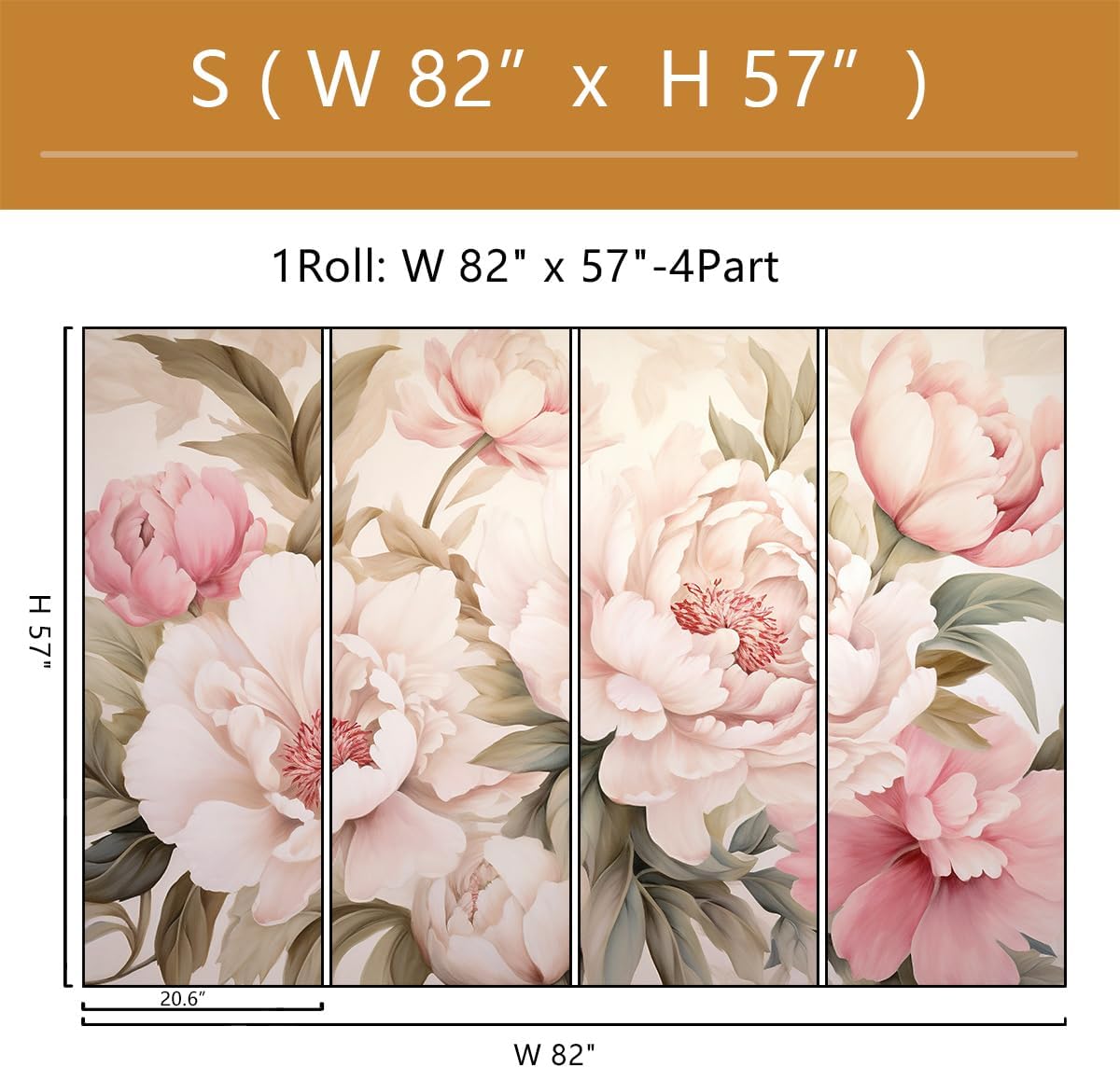 Elegant Peony Floral Mural Wal - Beauty Makeup Desk ulasan dan harga