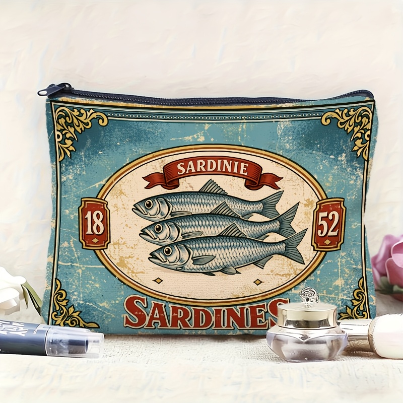 Retro Sardine Print Makeup Bag - Beauty Without Makeup ulasan dan harga
