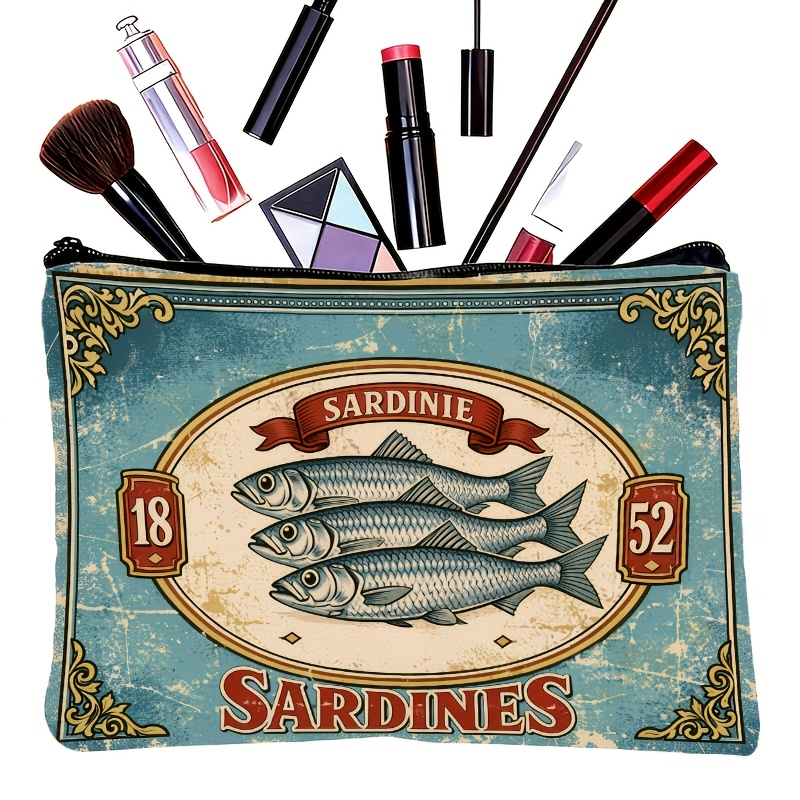 Retro Sardine Print Makeup Bag - Beauty Without Makeup ulasan dan harga