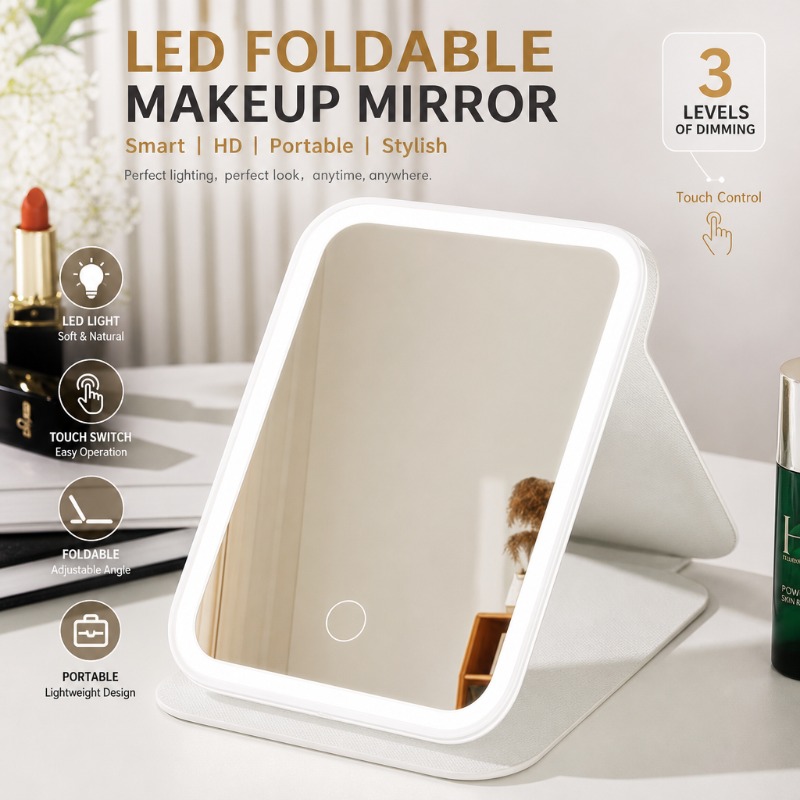 LED Foldable Makeup Mirror 3 L - Beauty Makeup Hd ulasan dan harga
