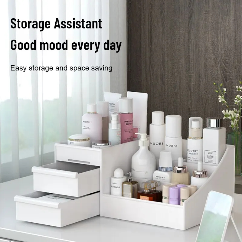 1pc White Drawer Makeup Storag - Beauty Makeup Desk ulasan dan harga