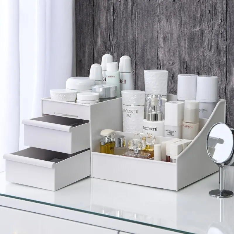 1pc White Drawer Makeup Storag - Beauty Makeup Desk ulasan dan harga